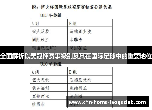 全面解析以美冠杯赛事级别及其在国际足球中的重要地位